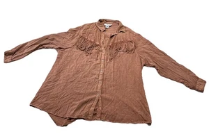 Back in the Saddle Top Damen 3X braun Fransen Kragen Knopfleiste Western Rodeo - Bild 1 von 9