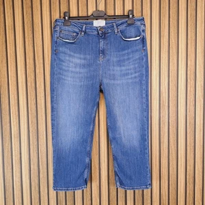 Fat Face Cropped Jeans Mid Blue Womens 16 L W34 L19 Stretch Straight - Picture 1 of 12