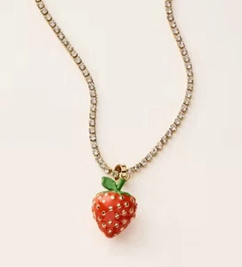 Strawberry Charm Tennis Necklace - kate spade new york x Target Gold - Picture 1 of 5