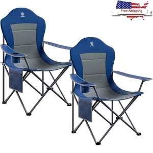 High Back Folding Camping Chair Lightweight Outdoor Seat Support 400lbs Gray New - Picture 1 of 7