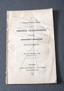Criminal Jurisprudence by Wheeler - 1827 Rare Original Inscribed by Author - Picture 1 of 5