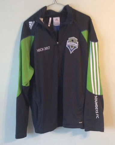 Seattle Sounders FC Adidas Warmup Jacket Size Large MLS Climalite Cover