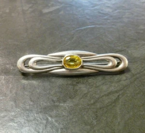 Alte Silberbrosche Brosche Citrin gelb oval 835er Silber 5,9 cm RW - Bild 1 von 8