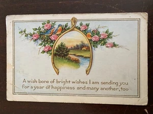 Vintage Postkarte, Wunschknochen, signiert, nicht mit Poststempel versehen - Bild 1 von 1