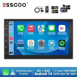 7 Zoll Android 14 DAB+ Carplay Autoradio Stereo Bluetooth GPS 4+64G 2 DIN Kamera - Bild 1 von 11
