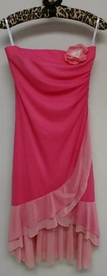 JUNIORS Size M Strapless Slipover SHORT DRESS Coral stretchy Byerwear too! brand - Image 1 of 4