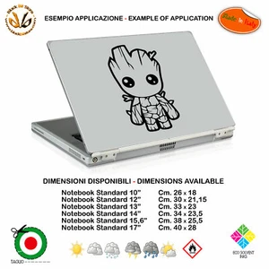 Groot guardian universe adesivo notebook tablet sticker pvc black white cropped - Bild 1 von 15