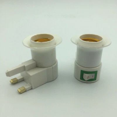 3 Pin UK Plug E27 Base LED Light Lamp Holder Bulb Adapter Socket Switch 3/6pcs - Image 1 of 4