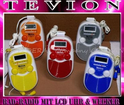 TEVION MAGNUM MEDION Tevion BDR 200 Mobile Badradio LCD Display Wand Duschradio Uhr Blau Weis Radio