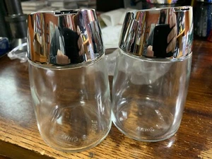 New (Set of 2) VOLLRATH SUGAR POURER GLASS JAR, CHROME TOP - Picture 1 of 2