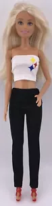 Barbie Doll Clothes Pant/Leggings Top/Tube Outfit w/ Shoes Pittsburgh Steelers - Picture 1 of 4