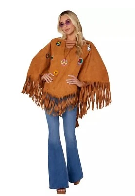 Spirit Adulto Espíritu Libre Bebé Hippie Halloween Disfraz Poncho Solo Foto 1 de 4