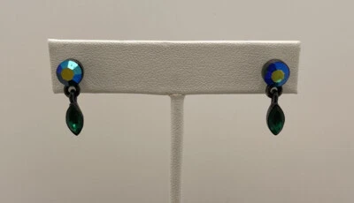 Givenchy Green Iridescent Round Dangle Fashion Stud Earrings - Image 1 of 2