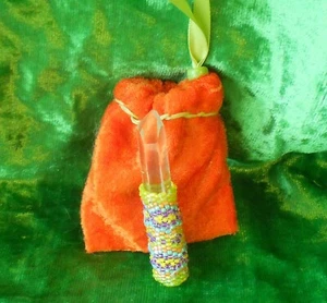 Quartz Crystal Point Beaded Wand in Lime Green Orange Turquoise Lavender Yellow - Picture 1 of 7