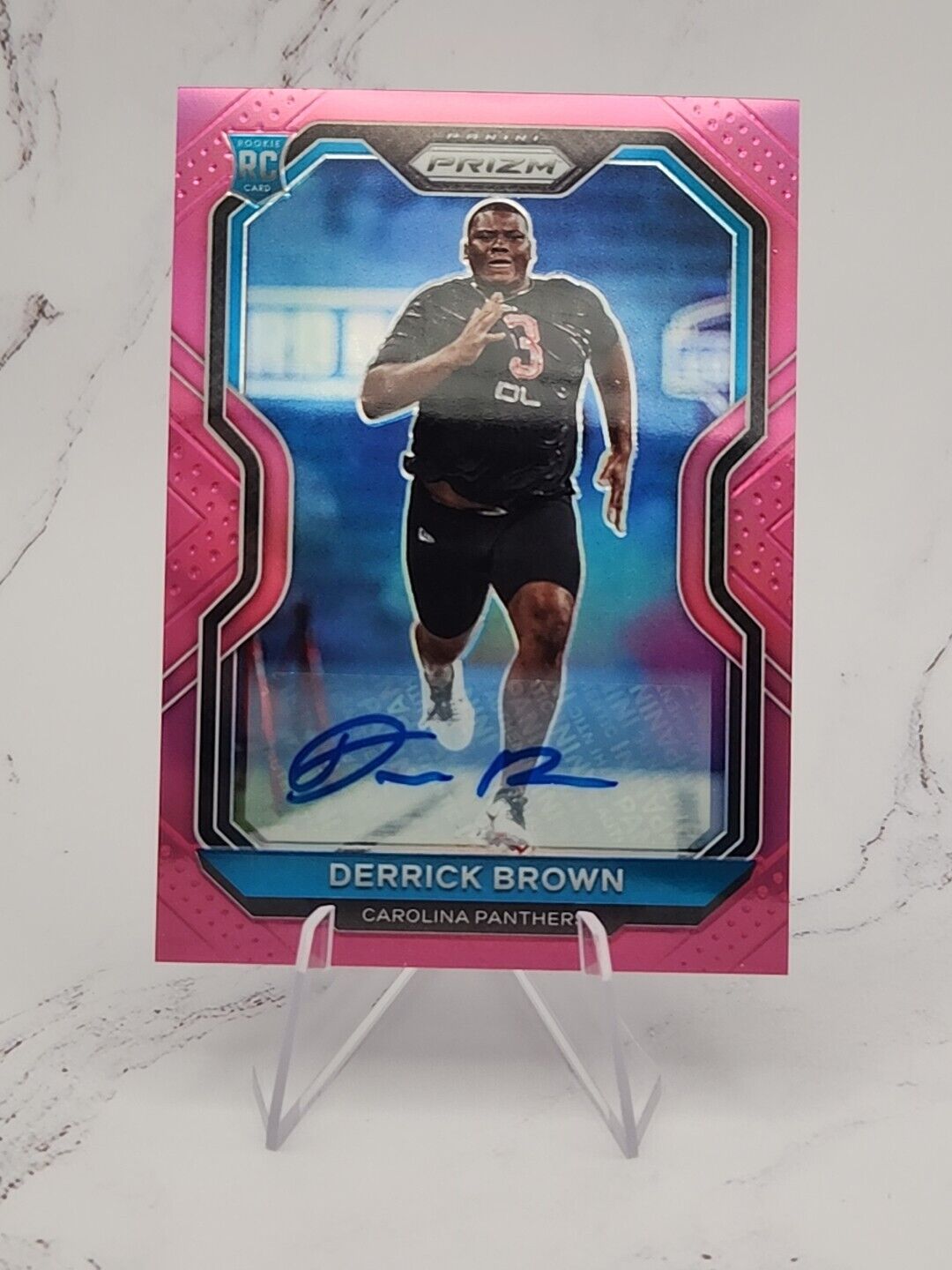 Derrick Brown 2020 Panini Prizm Pink Rookie Autograph RC Auto #365 Carolina