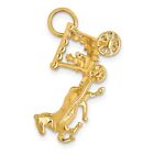 14k Yellow Gold 3D Moveable Horse and Carriage Charm