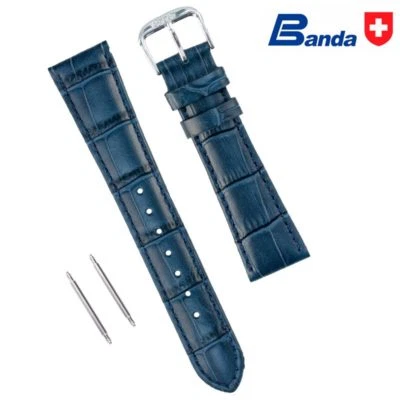 Banda Crocodile Grain Embossed Padded Leather Watch Band Strap, Sizes: 6~17mm - Image 1 of 2