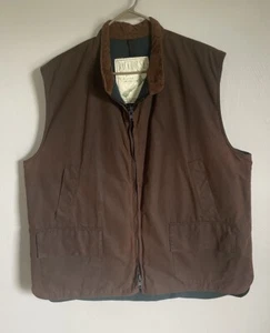Barbour Beauchamp Backhouse Waistcoat Brown Waxed Cotton Vest Men's XXL - Picture 1 of 13