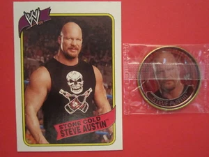 Moneda y tarjeta de lucha libre Topps 2006 Steve Austin [b4e6] - Imagen 1 de 2