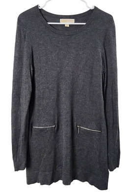 Michael Kors Womens L Sweater Dress Long Sleeve Cotton Angora Gray - Image 1 of 4