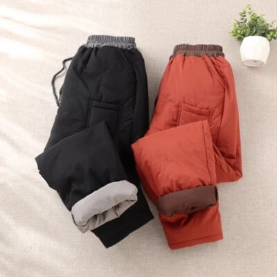 Mujeres Pantalones Gruesos Cálidos Pantalones Informales Acolchados Acolchados Cónicos Cordón Invierno Foto 1 de 4