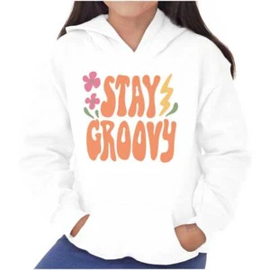 Inspirational Saying Stay Groovy Flowers Youth Girls Hoodie Sweatshirts Kids - Picture 1 of 7