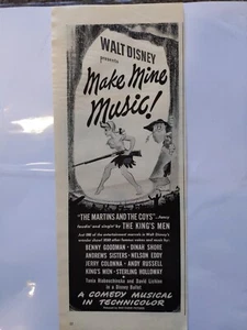 1946 Walt Disney presents make mine musical print ad. original item - Picture 1 of 1