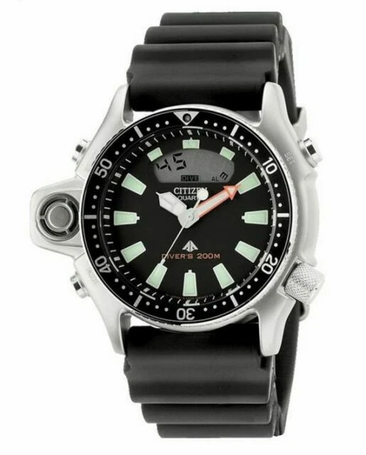 Orologio Citizen Aqualand Jp2000-08e al Quarzo acciaio Quandrante Nero Cinturino