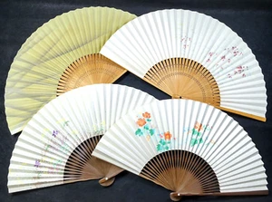 Set of 4 Japanese Folding fan SENSU 扇子 Floral pattern etc. Japan #1134-8 - Picture 1 of 12