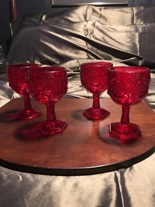 VINTAGE RUBY RED GOBLETS SET OF 4 - MINT CONDITION - Bild 1 von 6