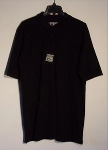 NWT MEN'S LARGE LR SCOOP PREMIUM POLO BLACK SHORT SLEEVE 3 BUTTON SHIRT #1555 - Picture 1 of 4