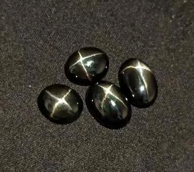 Natural Certified Black Star Sapphire Lot 4 Pcs 39.55 Ct+ Oval Cut SG Gemstone - Image 1 of 4