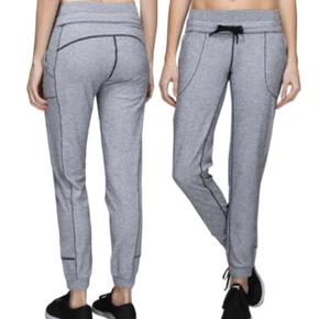 Lululemon Base Runner Pants Mini Check Pique White Heathered Black Size 2 - Picture 1 of 11