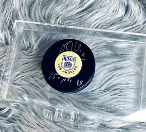 Bernie Nicholls Signed Los Angeles Kings Hockey Puck w/ Inscription CoJo COA - Picture 1 of 3