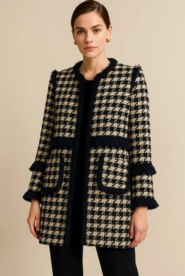 Chaqueta Vilagallo Lana Flecos Tartán Cuadros Talla 40 Abrigo Mediano Elegante Preparación Glamour Nueva con Etiquetas Foto 1 de 4