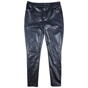 ModCloth Faux Leather Pants Womens 8 Black Slim Mid Rise Lined Biker Rock Edgy - Picture 1 of 12