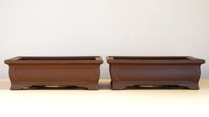 2er Set Japanische Bonsai Topf 7,2" (18,3cm) Unglasiert Rechteck Y952 - Bild 1 von 13