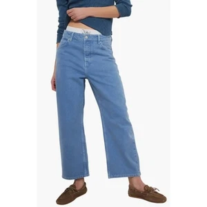 Pantalones de mezclilla de tiro alto Free People Deep Trance de pierna ancha al tobillo para mujer - NUEVO - Imagen 1 de 4