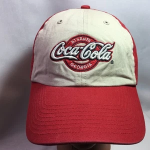 Coca Cola Coke Atlanta Georgia Soda Embroidered Khaki/Red Baseball Cap Hat - Picture 1 of 7