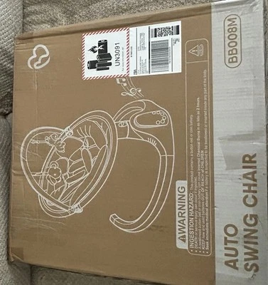 NEW BabyBond Portable Baby Swing Silver, 5-Point Safety Bluetooth Music Remote  - Image 1 of 3