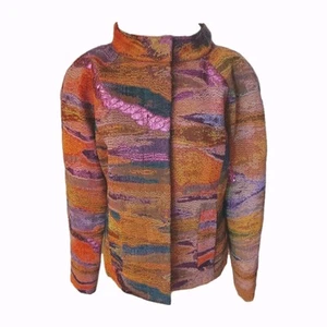 New W/Tags $698 Carlisle Sermione Colorful Jacket Metallic Accents Orange Sz 8 - Picture 1 of 10
