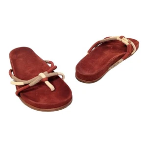 Sandali tanga Ulla Johnson colore ruggine marrone Adria tricolore scamosciato dettaglio nodo - Foto 1 di 10