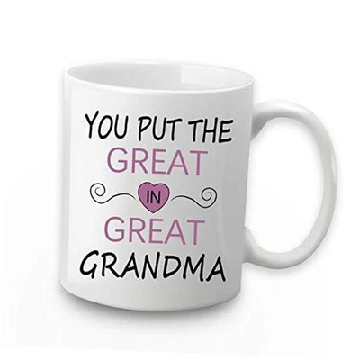 Caneca de café Great Grandma - You Put the Great in Grandma - Aniversário e branco1 - Imagem 1 de 4