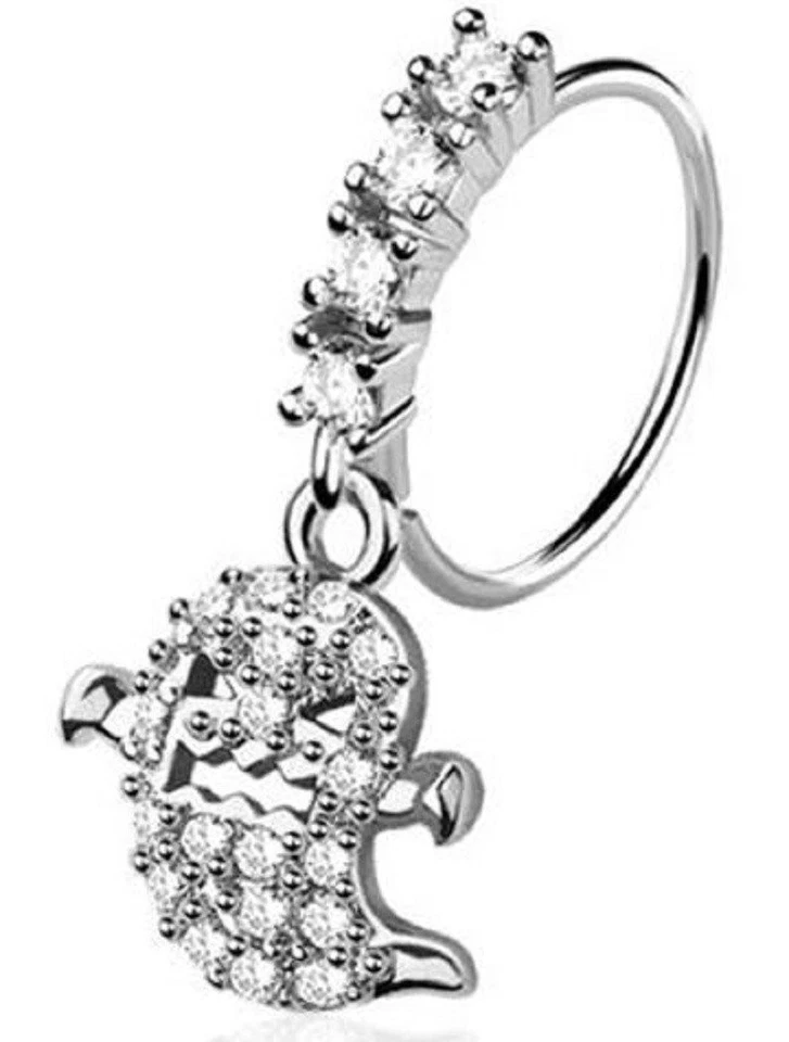 Nose Ring Hoop Ghost ring  dangle 316L surgical steel - Image 1 of 1