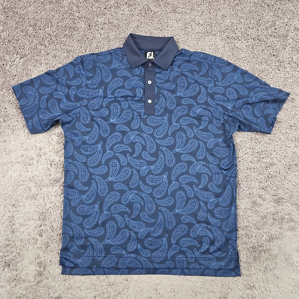 FootJoy Shirt Mens M Blue Paisley Short Sleeve Casual Stretch FJ Golf Polo - Image 1 of 4