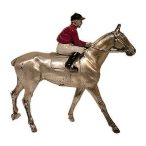 Figura De Colección Metal Fundido Jockey Sobre Caballo 6" Alto - Cola Falta Rota - Ver Fotos - Imagen 1 de 11