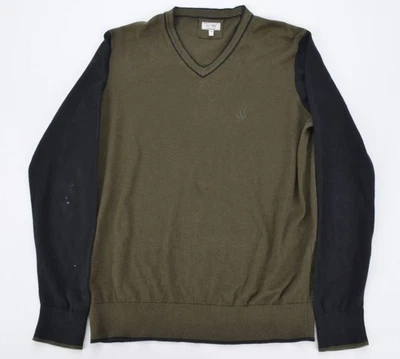 ARMANI JEANS AJ Olive Green Black V-Neck Cotton Wool Mens Sweater - XXL 2XL - Image 1 of 4