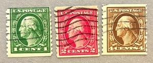 Briefmarken USA 443-444, 446 / 1914 Franklin & Washington / gebraucht - Bild 1 von 2