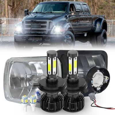 Fit Ford Bronco F650 F100 E-250 H6014 Pair 7x6 inch Led Headlight High/Low beam - Imagem 1 de 4