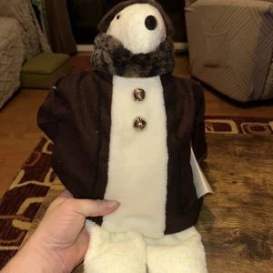 Woof&Poof süßes Vintage Rentier mit Etikett Let It Snow Plüsch 19 Zoll weiß braun - Bild 1 von 4